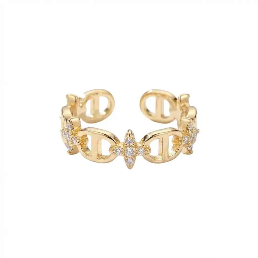 Bague maille marine et strass